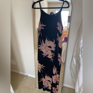 Black Velvet Floral Maxi Dress